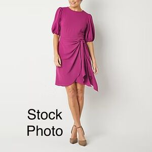 Melonie T Women's Orchid 100% Polyester Faux Wrap Dress Size 16 Retail $79  #547